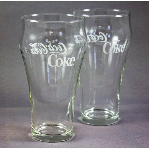 Vintage Enjoy Coca-Cola 12 oz Glasses Set of 2 Libbey Star Stamp 1960's - Picture 1 of 8